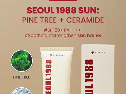 K-Secret Seoul 1988 With Pine Tree + Ceramide SPF50+ & PA++++ Sunscreen 50ml