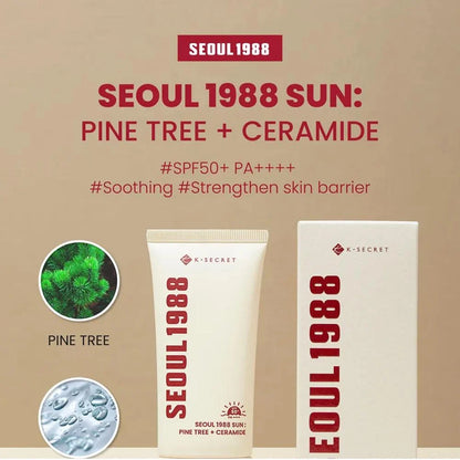 K-Secret Seoul 1988 With Pine Tree + Ceramide SPF50+ & PA++++ Sunscreen 50ml