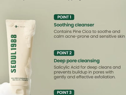 K-Secret Seoul 1988 Pine Cica 1% + Probiotics Cleansing Foam 150ml