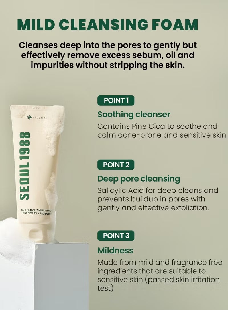 K-Secret Seoul 1988 Pine Cica 1% + Probiotics Cleansing Foam 150ml