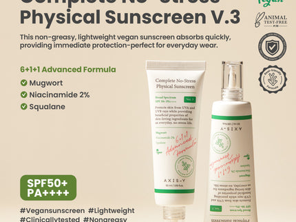 Axis-Y Complete No Stress SPF50+ PA++++ Physical Sunscreen 50ml
