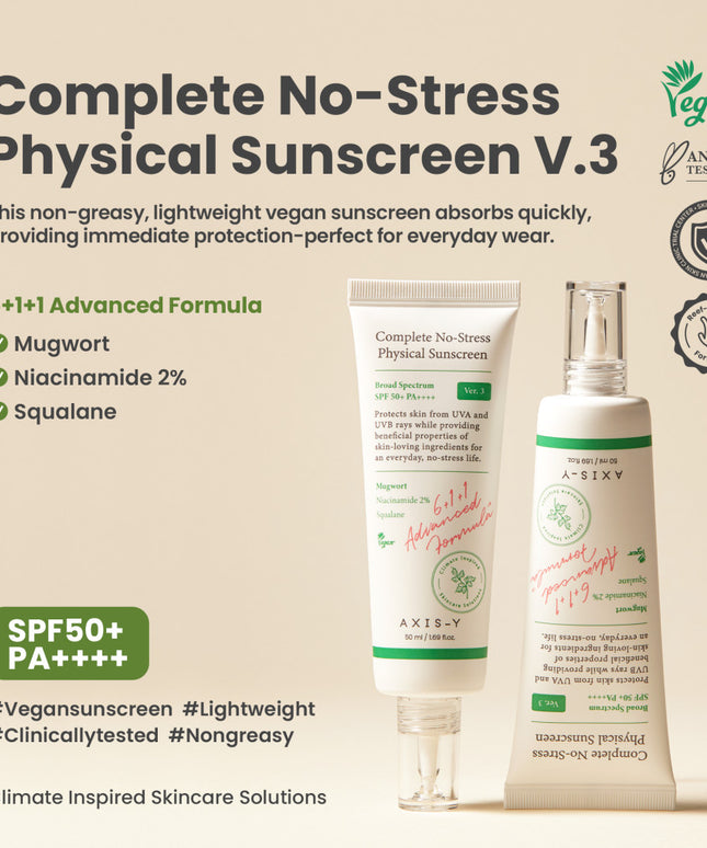 Axis-Y Complete No Stress SPF50+ PA++++ Physical Sunscreen 50ml