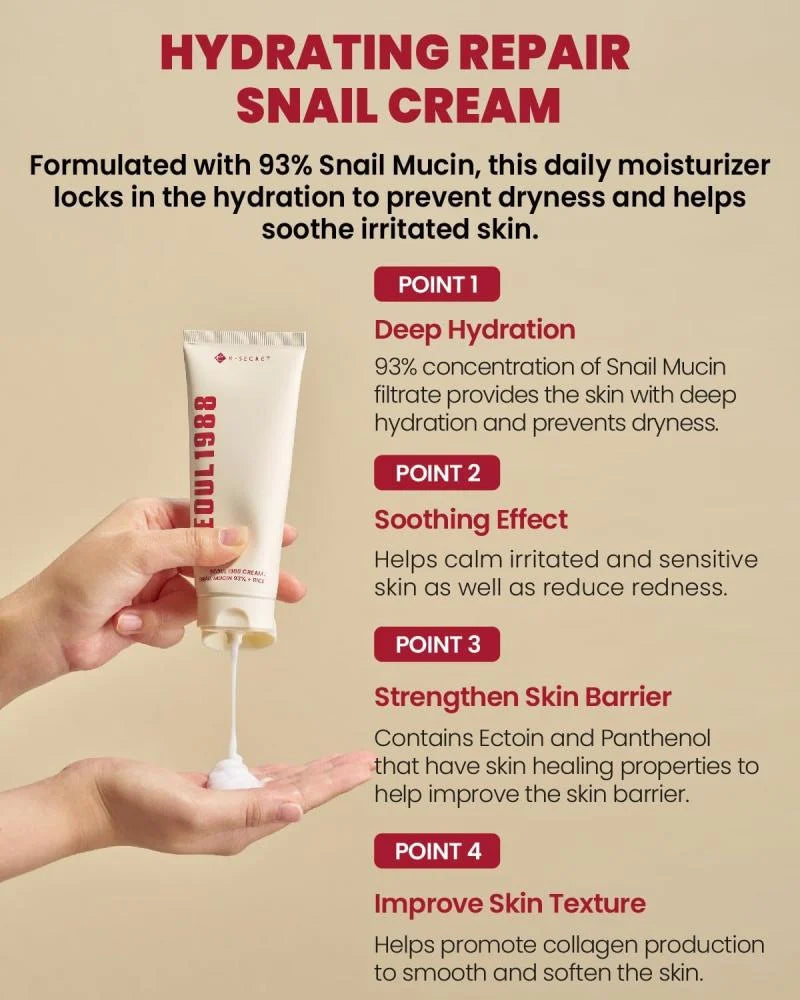 K-Secret Seoul 1988 Snail Mucin 93% + Rice Extract Cream 100ml