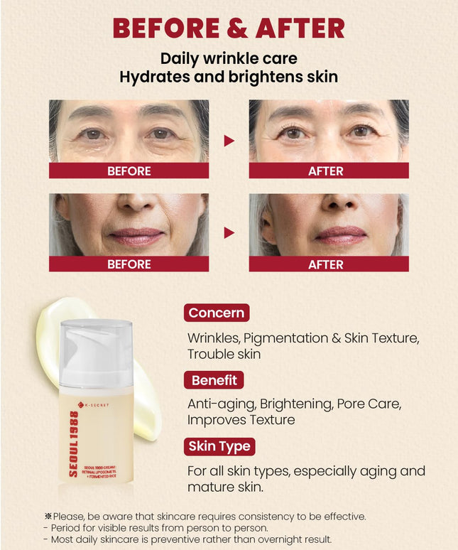K-Secret Seoul 1988 Retinal Liposome 1% + Fermented Rice Extract Face Cream 50ml