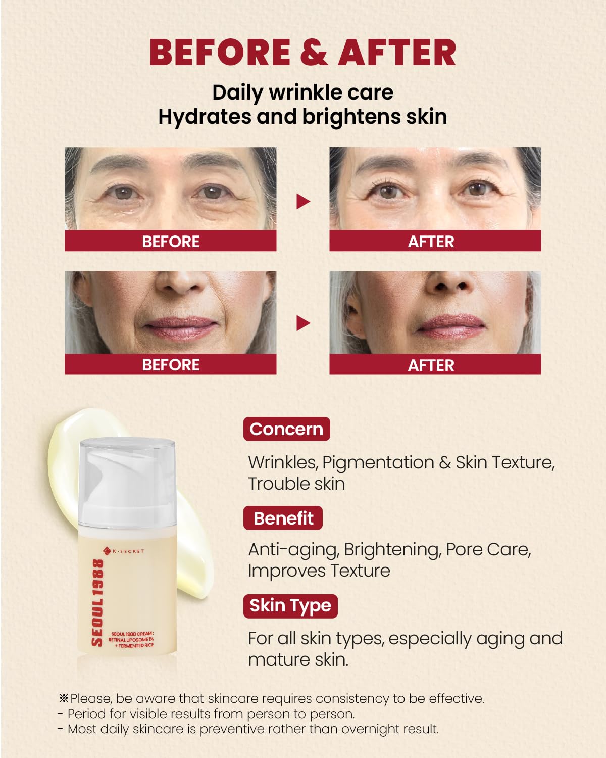 K-Secret Seoul 1988 Retinal Liposome 1% + Fermented Rice Extract Face Cream 50ml