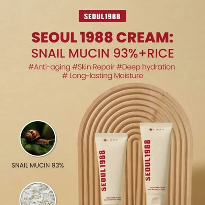K-Secret Seoul 1988 Snail Mucin 93% + Rice Extract Cream 100ml