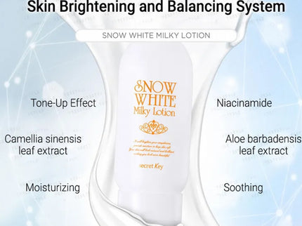 Secret Key Snow White Milky Lotion – Brightening & Hydrating Body and Face Lotion, 120ml