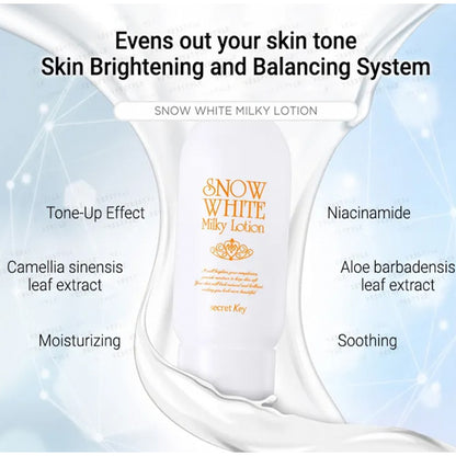 Secret Key Snow White Milky Lotion – Brightening & Hydrating Body and Face Lotion, 120ml