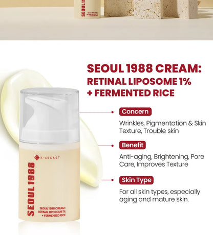K-Secret Seoul 1988 Retinal Liposome 1% + Fermented Rice Extract Face Cream 50ml
