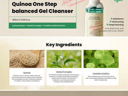 Axis-Y Quinoa One Step Balanced Clear + Hydrate Gel Cleanser 180ml