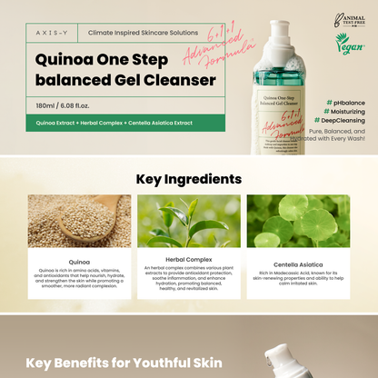 Axis-Y Quinoa One Step Balanced Clear + Hydrate Gel Cleanser 180ml