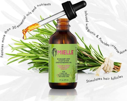 MMielle Rosemary Mint Scalp & Hair Strengthening Oil Infused With Biotin For All Hair Types 59ml