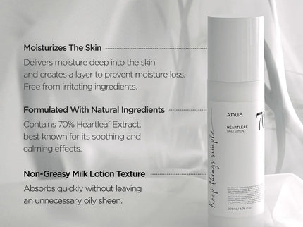 Anua Heartleaf 70% Daily Lotion With Hyaluronic Acid 200ml