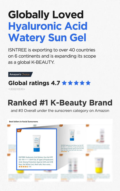 Isntree Hyaluronic Acid Watery Sun Gel SPF50+ PA++++ 50ml