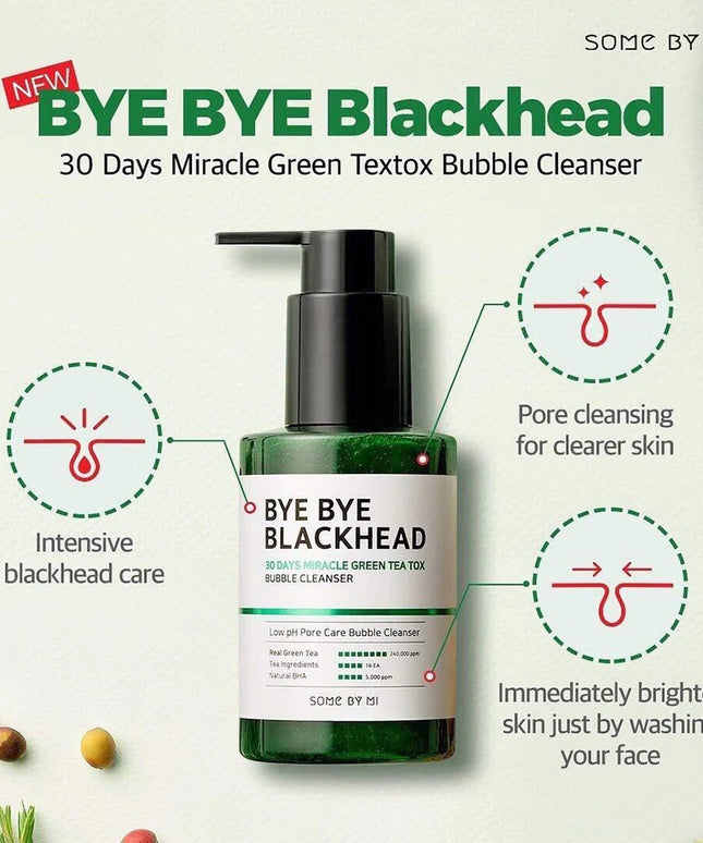 Some by Mi Bye Bye Blackhead Green Tea Tox Bubble Cleanser - 120 gms