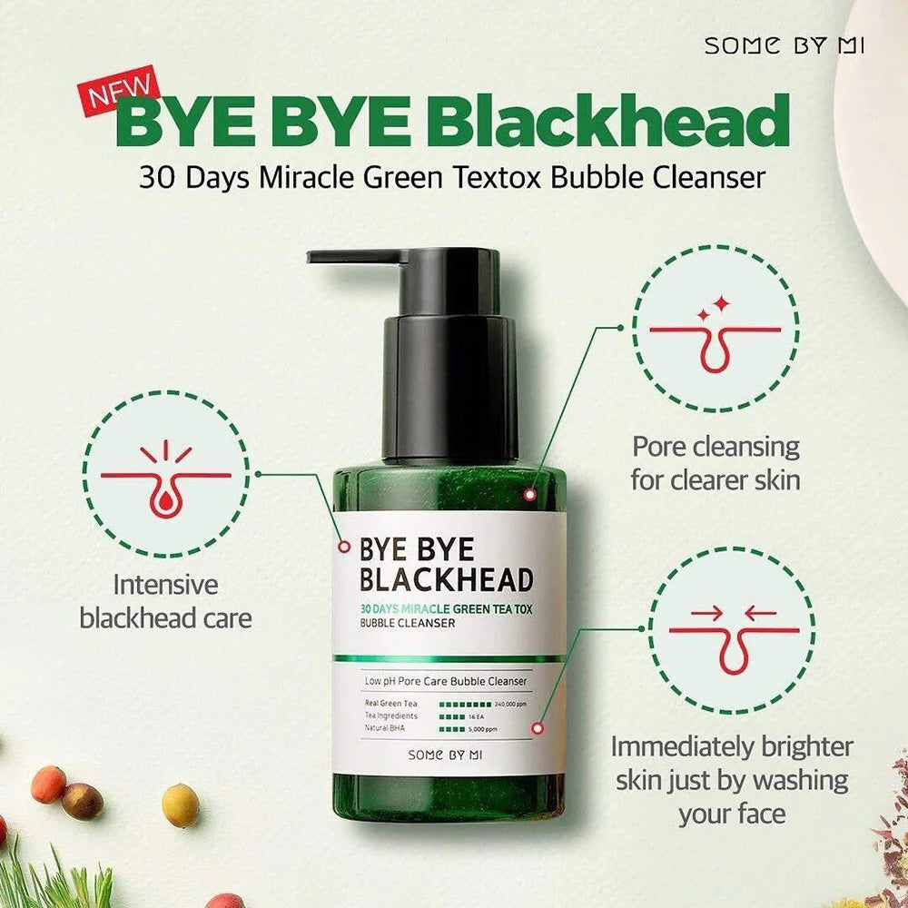 Some by Mi Bye Bye Blackhead Green Tea Tox Bubble Cleanser - 120 gms