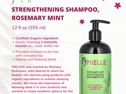 Mielle Rosemary Mint Hair Strengthening Shampoo With Biotin For All Hair Types 355ml