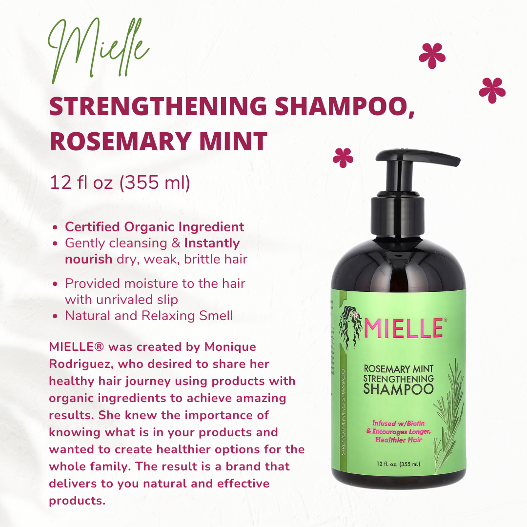 Mielle Rosemary Mint Hair Strengthening Shampoo With Biotin For All Hair Types 355ml