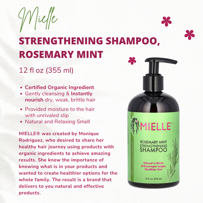Mielle Rosemary Mint Hair Strengthening Shampoo With Biotin For All Hair Types 355ml